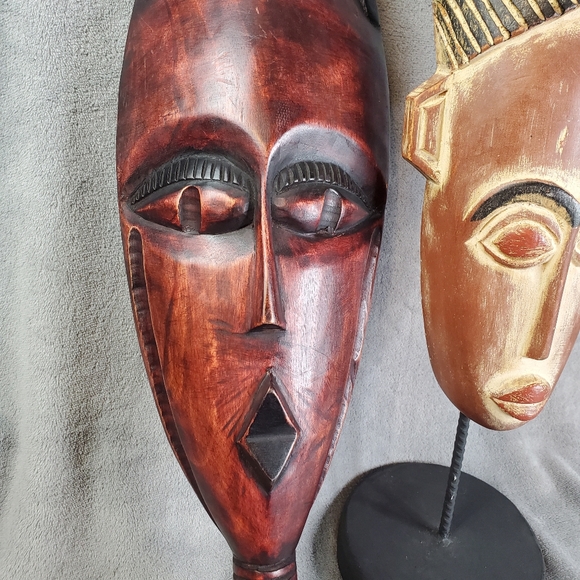 HandCrafted Wooden Tribal Masks on stands Made in Ghana - Picture 2 of 11